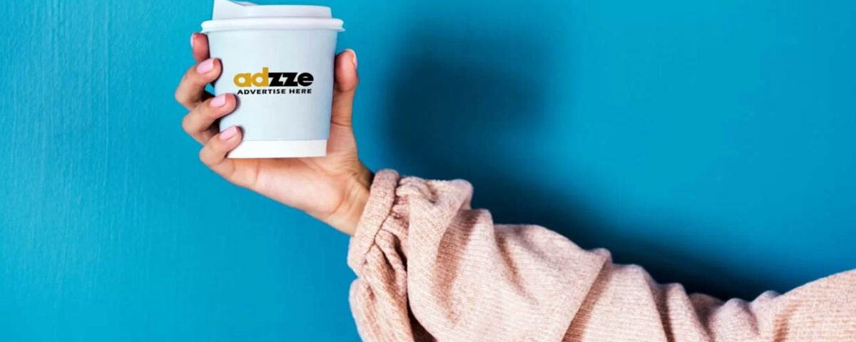 The image is showing adzze advertisement on paper cup