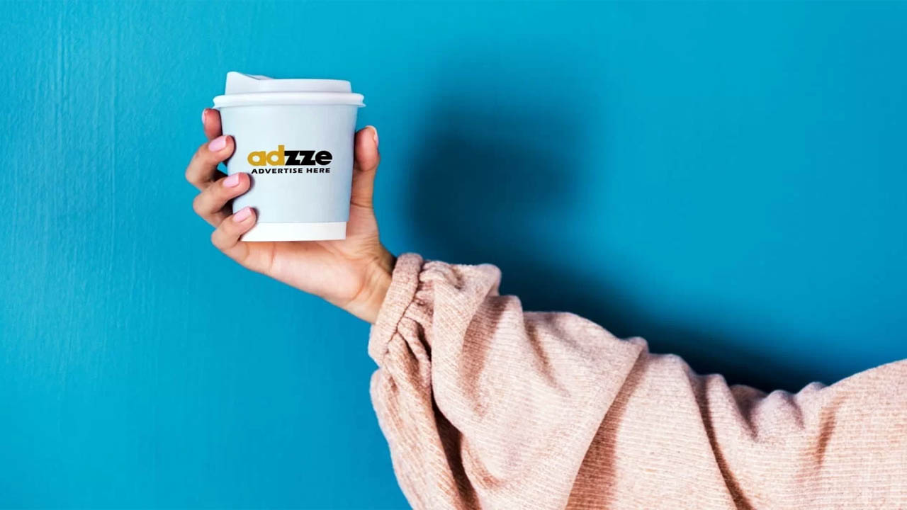 The image is showing adzze advertisement on paper cup