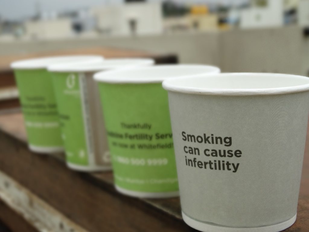 infertility advertising through paper cup company