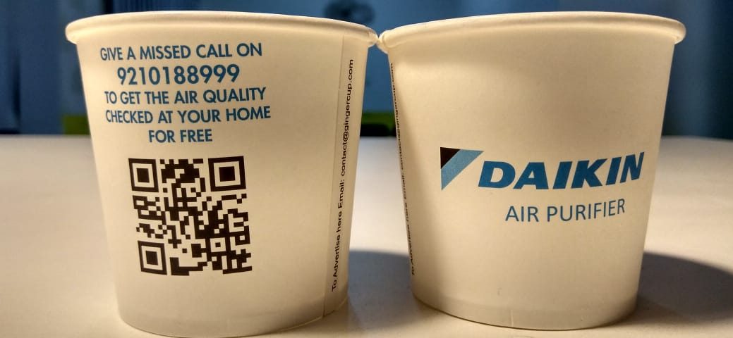 QR code on paper cup ad