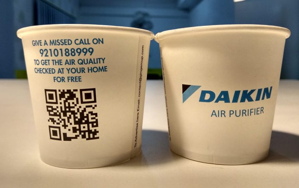 QR code on paper cup ad