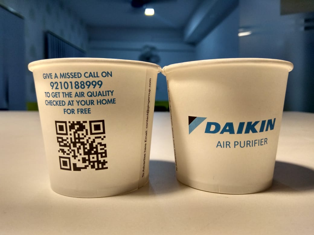 QR code on paper cup ad