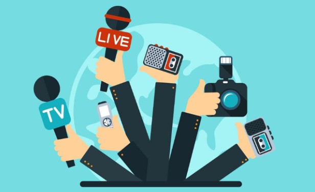 A picture showing offline marketing ideas via hands with mics and cameras