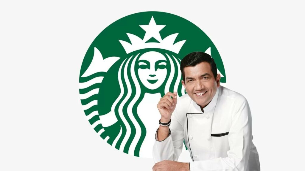 This image shows a collaboration of Chef Sanjeev Kapoor with Starbucks