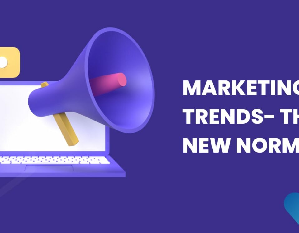 This image shows a laptop, like an icon and message icon, depicts some of the latest marketing trends of 2023