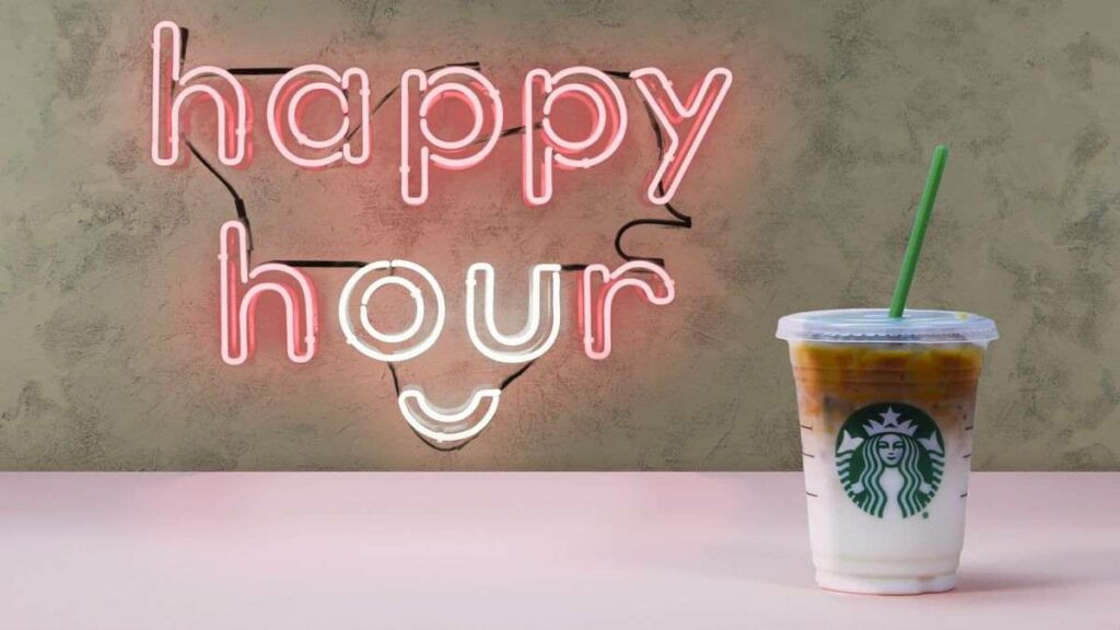 This image shows a beverage from Starbucks served as a part of Happy Hour marketing campaign of  Starbucks