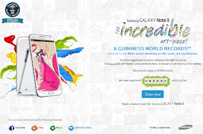 This image shows the Incredible Art-Piece campaign by Samsung Galaxy Note II  on a white background
