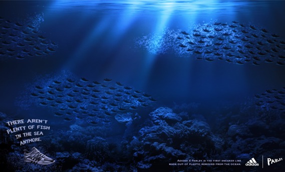 This image shows the poster of the Adidas marketing campaign There Aren’t Plenty Of Fish In The Sea Anymore