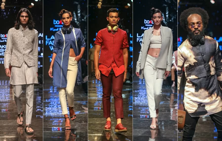 Fashion show ramp walk promoting boAt advertising products