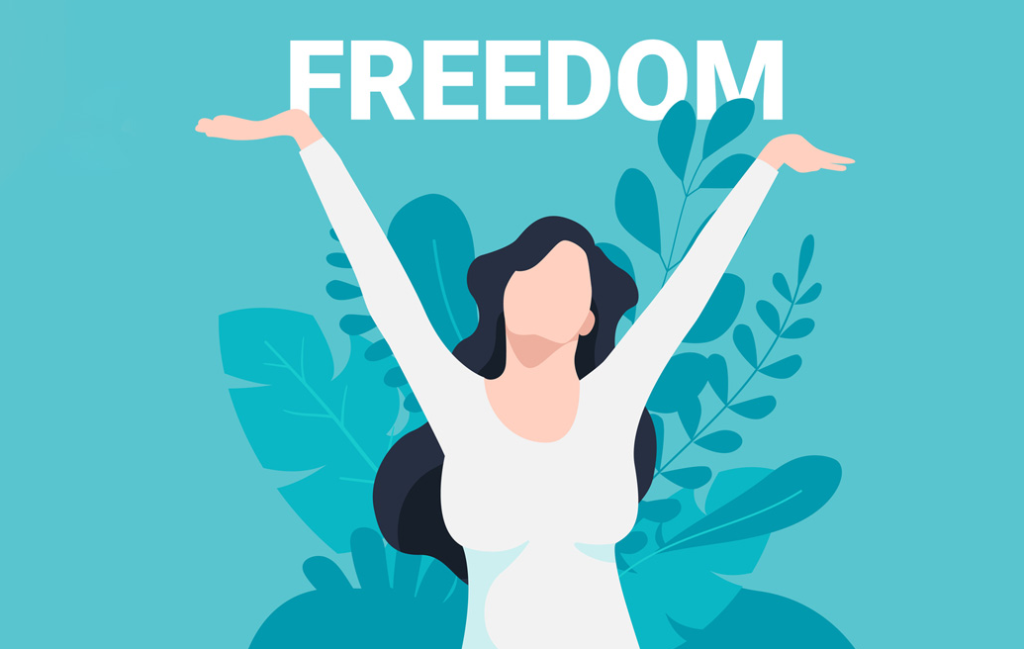 Picture showing a girl with freedom board