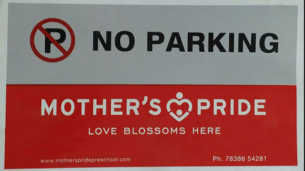 A picture showing no parking advertising