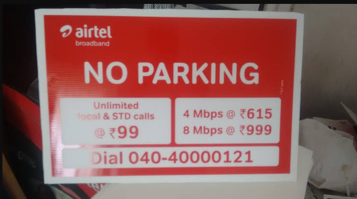 A picture showing no parking advertising