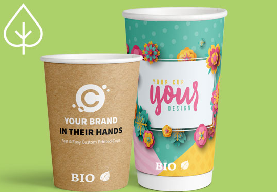A picture showing paper cup advertising