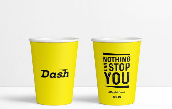 A picture showing paper cup advertising
