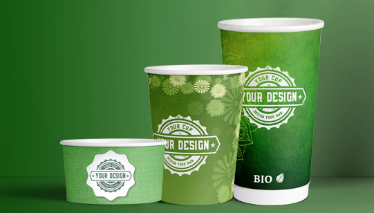 A picture showing paper cup branding