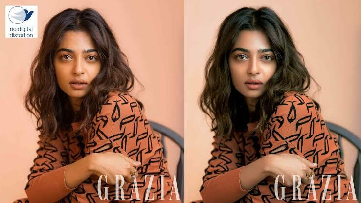 Same picture of one woman is shown. One with filter and other without filter