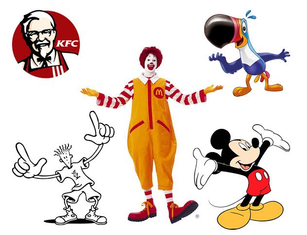 It shows different brands famous mascots
