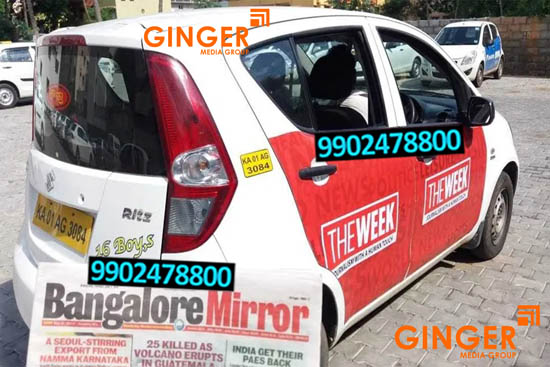 Cab Branding in Bangalore with red color 