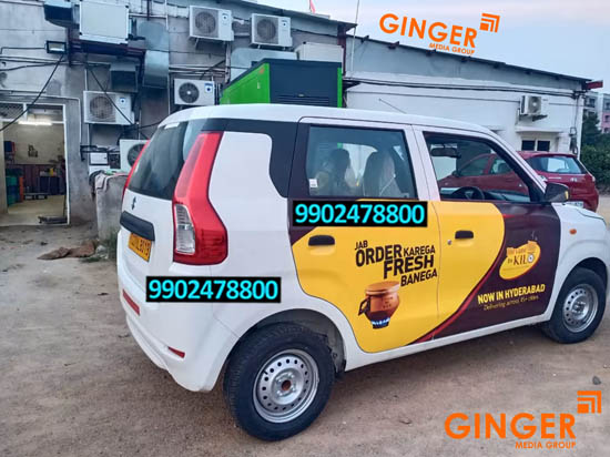 cab Advertising in Hyderabad with Yellow color