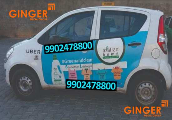 Cab Advertising in Hyderabad with Blue color 