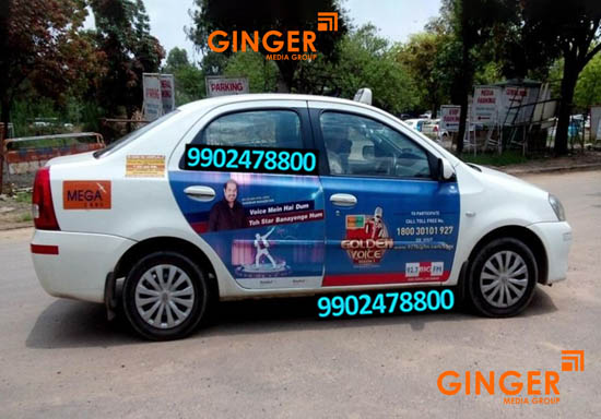 Cab Advertising in Hyderabad with Blue color