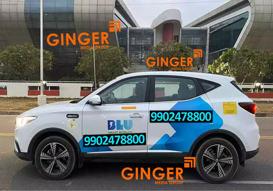 Cab Advertising in Jaipur with blue color