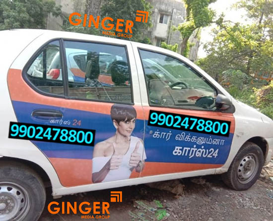 Cab Advertising in Pune with blue and orange color