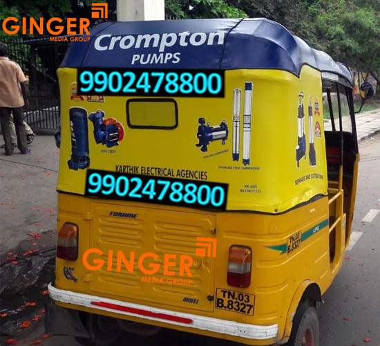 Auto Branding in Chennai for Crompton Brand with yellow color