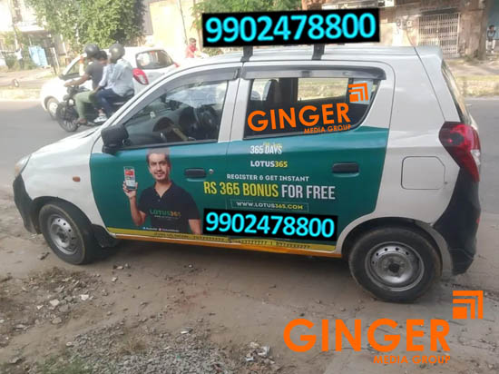 Cab Advertising in Agra with green color