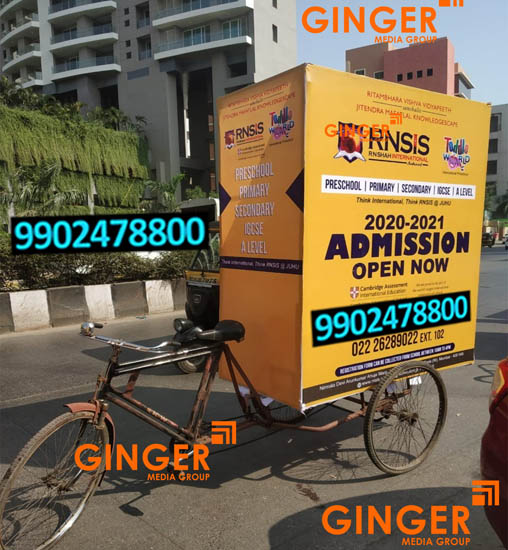 Tricycle Advertising in India with yellow color