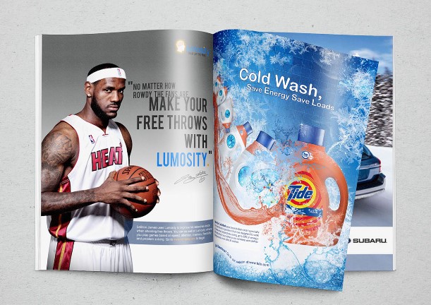 A magazine with 2 published ads
