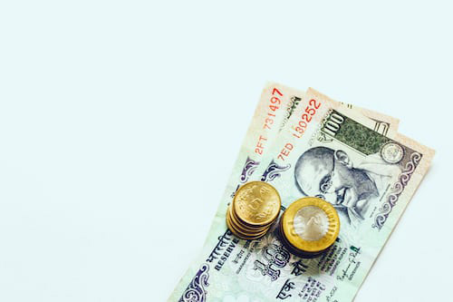 Currency notes kept on the table.