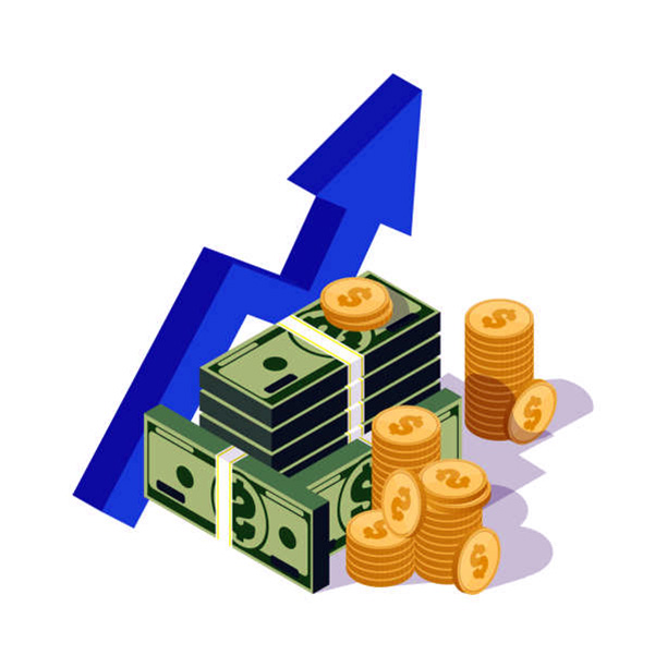 An upward arrow shows a high return on spending.