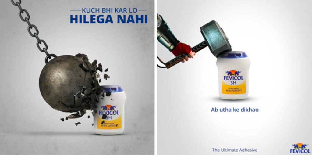 Fevicol ads with hammer and slung
