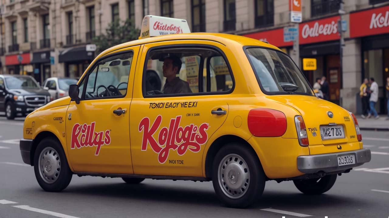  A cab with Kellog’s cereal branding