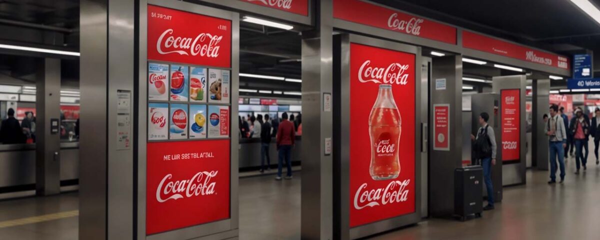 A set of ads in a train station