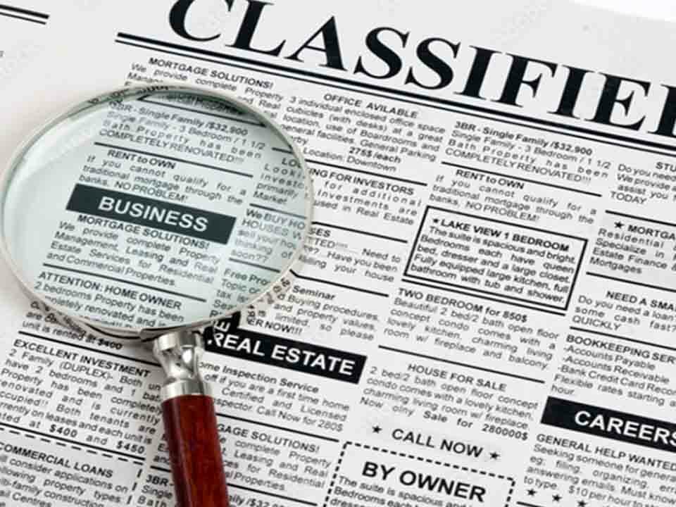 Classified Advertising in newspaper