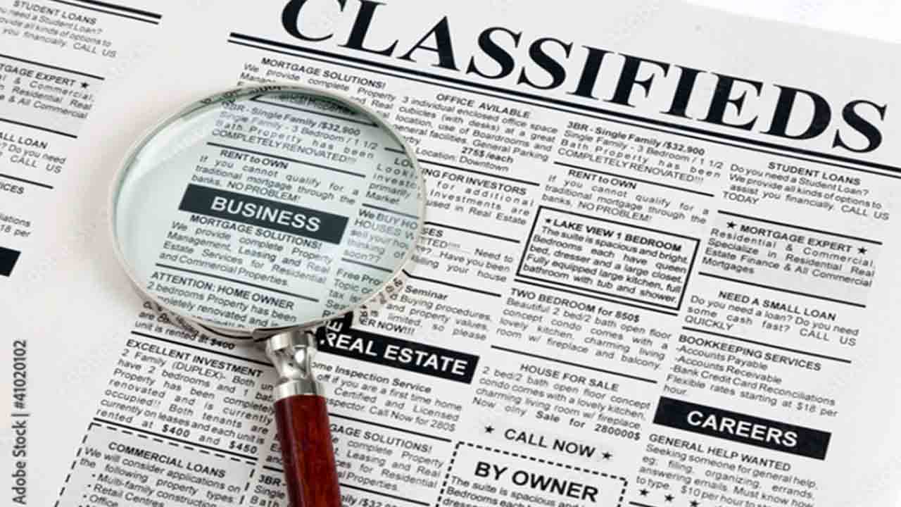 Classified Advertising in newspaper