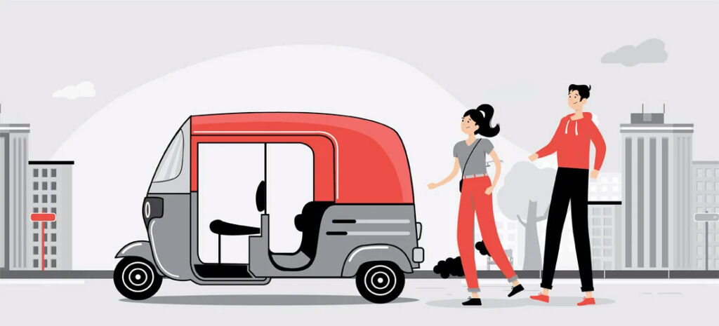 Auto rickshaw backside adverts