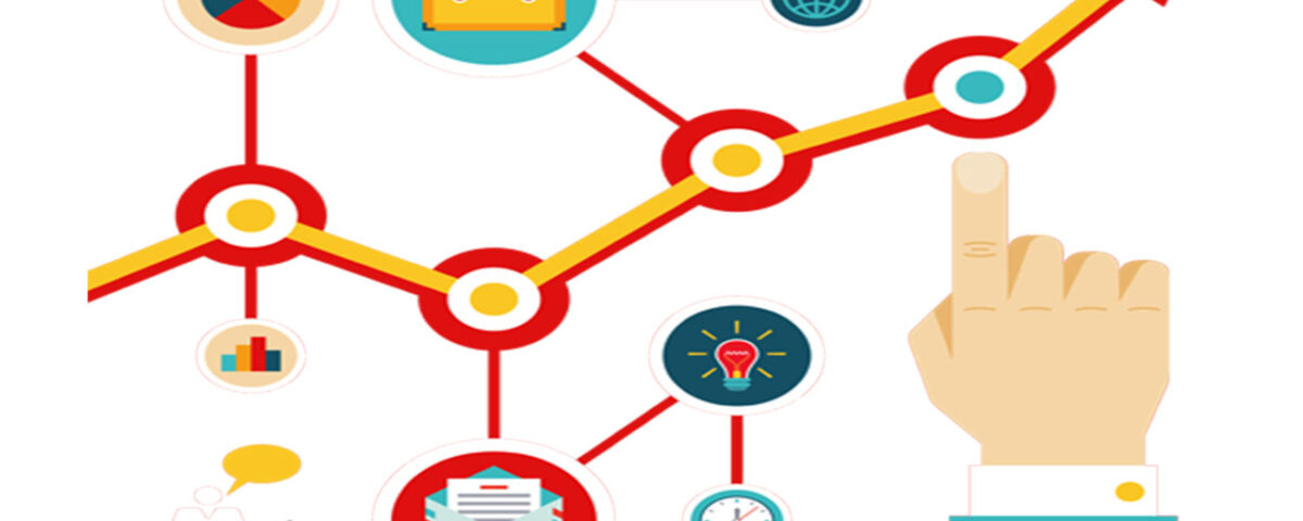 An upward arrow graph focusing on different icons.