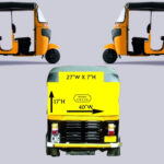 Auto rickshaw backside ads