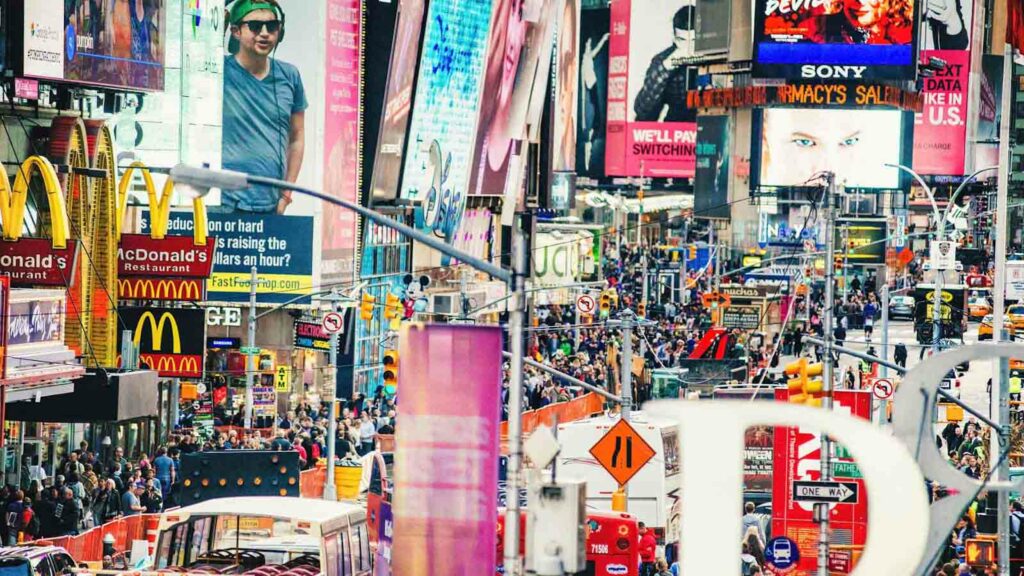 Picture shows the aggressive Street Advertising
