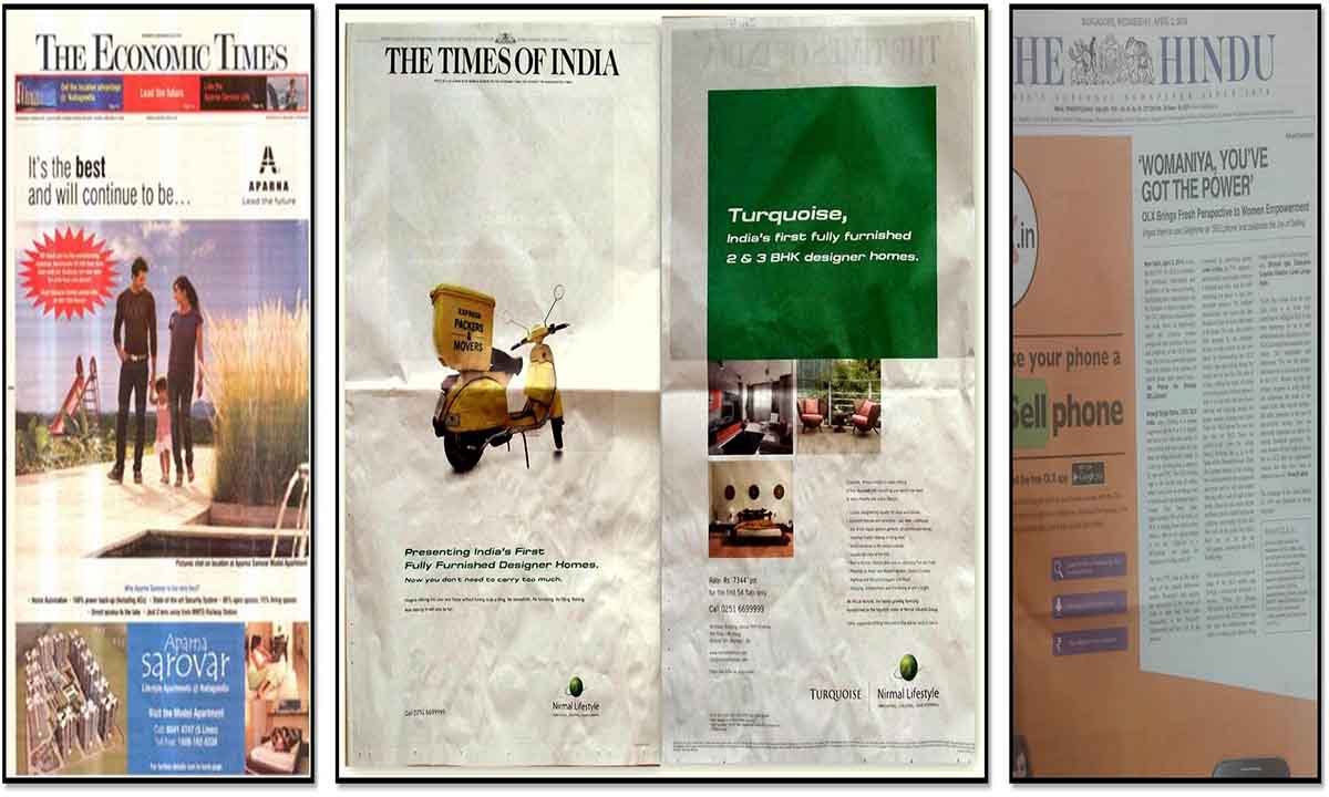 Newspaper Jacket front page Ads