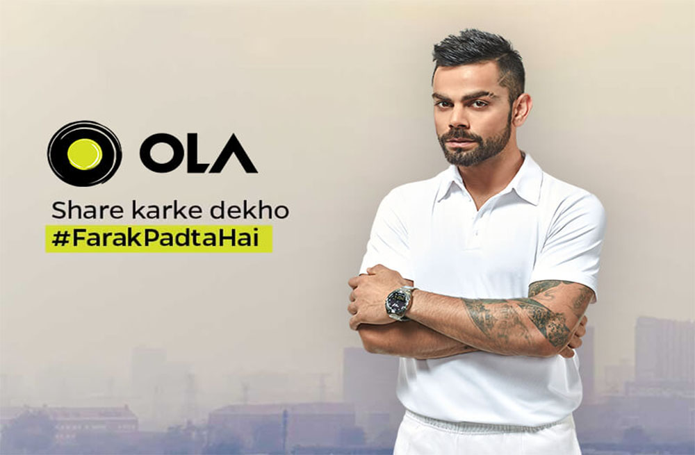 Virat kohli was featured in an ad poster with the tagline “Share karke dekho farak padta hai”.
