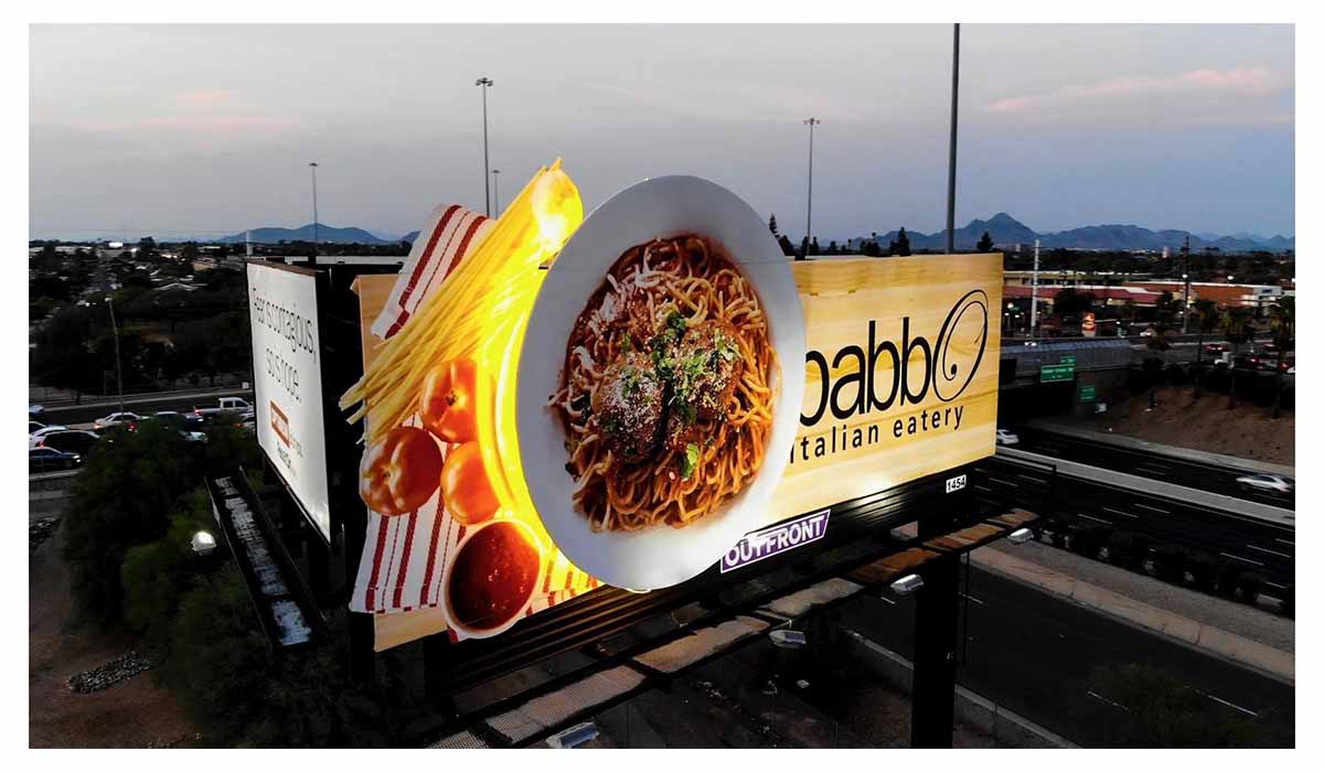 Billboards displaying restaurant speciality