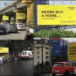 Outdoor billboard advertisements displayed on busy urban roads with traffic and flyovers