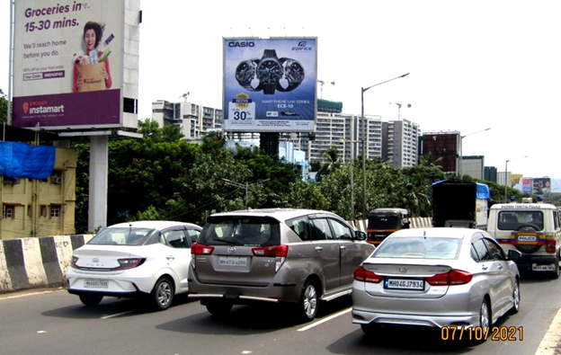 Luxury brand hoarding on a high-density Mumbai traffic corridor.