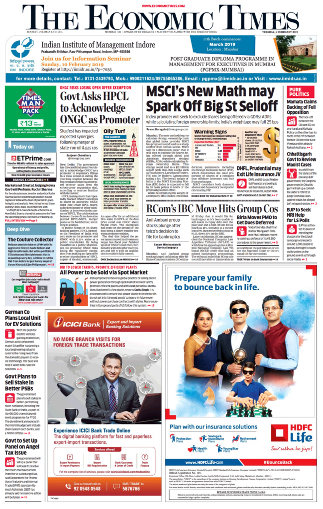 Full-page newspaper advertisement featuring multiple brand ads and promotions